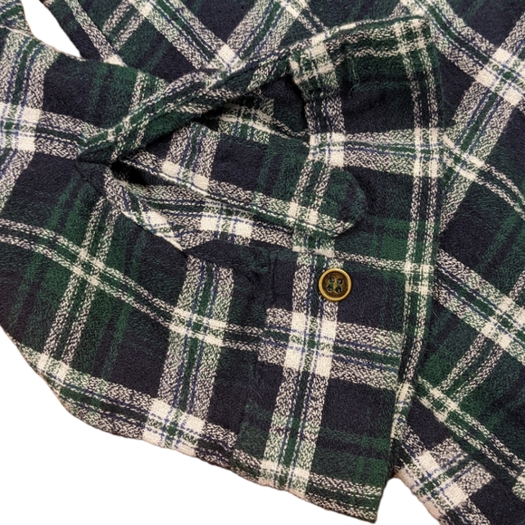 She+Sky Size Small Green Blue & White Flannel Tunic with Laces - Picture 3 of 11